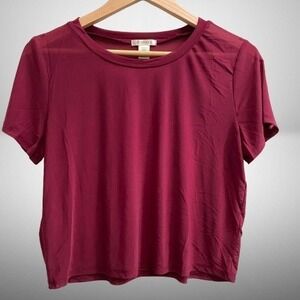NEW Bozzolo Women's Mesh Top Short Sleeve Cranberry Small